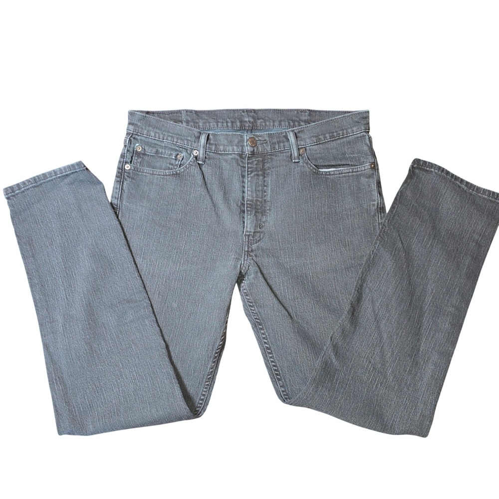 Levi Strauss 511 Mens Denim Jeans 38x32 Black Washed Distressed‎